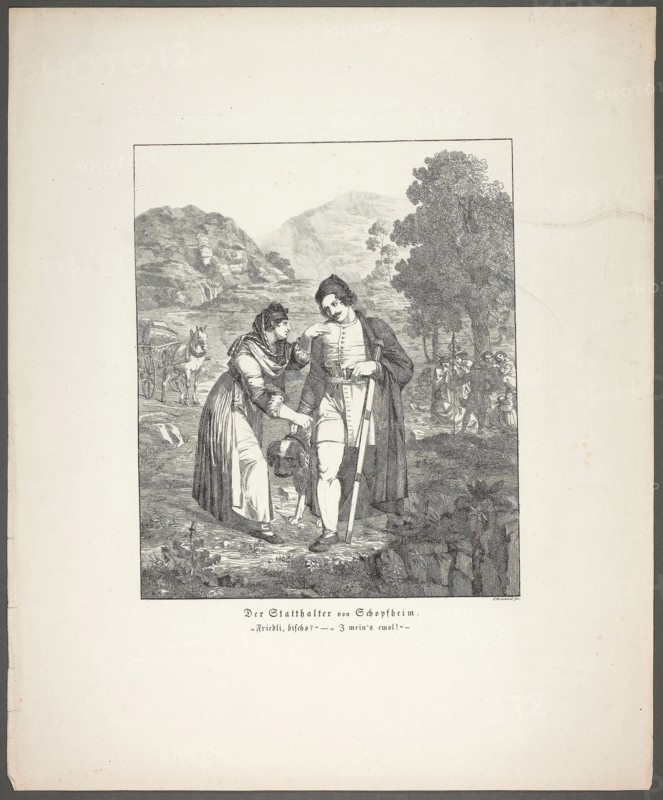 The Governor of Schopfheim, plate seven from Zehn Blätter zu Hebels Alemannischen Gedichten, 1820, Sophie Reinhard (German, 1777-1843), published by Mohr und Winter, Germany, Etching on cream wove paper, 317 x 262 mm (plate), 460 x 379 mm (sheet)