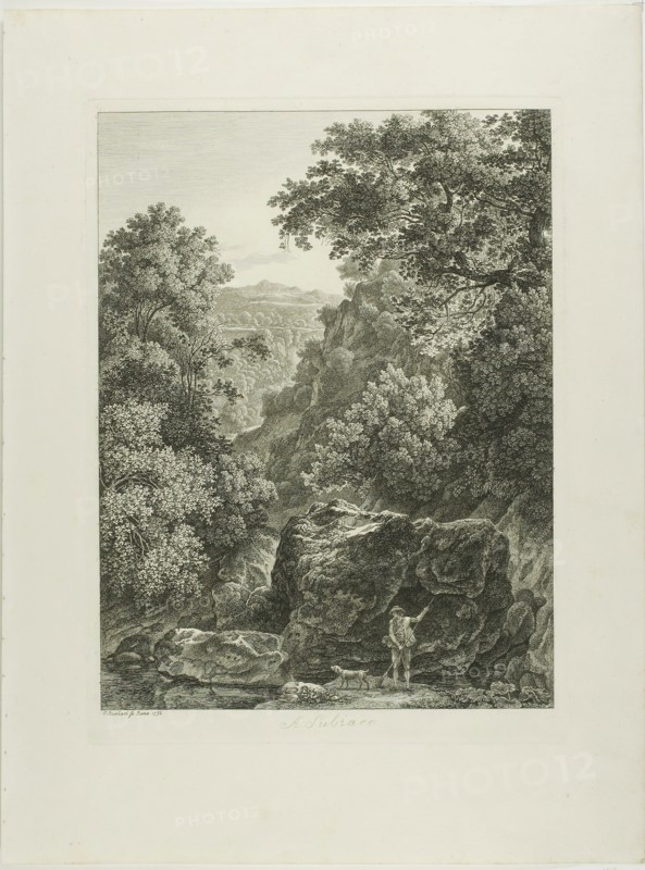 A Subiaco, from Malerisch Radierte Prospekte aus Italien, 1792, Johann Christian Reinhart, German, 1761-1847, Germany, Etching on ivory laid paper, 350 × 265 mm (image), 378 × 281 mm (plate), 500 × 375 mm (sheet)