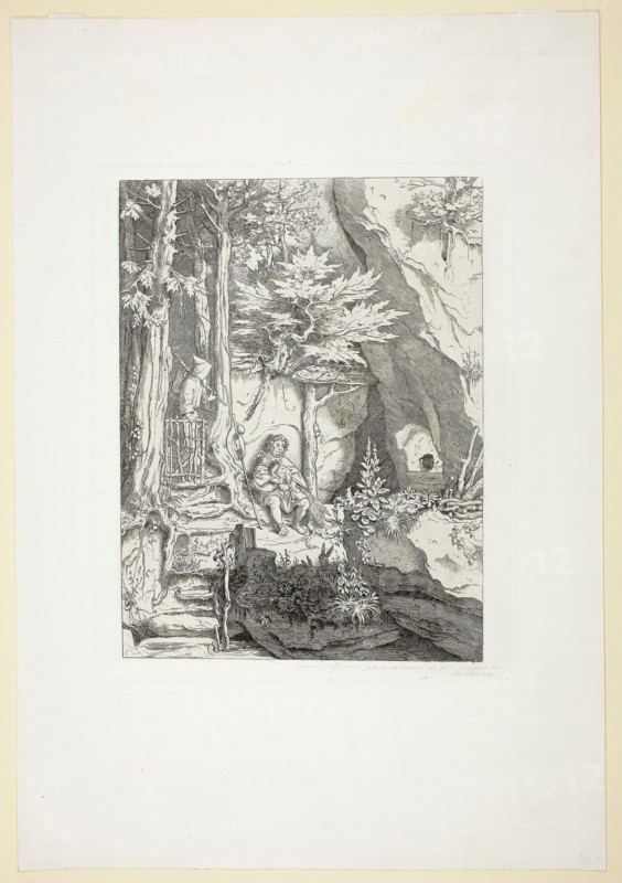 A Musician with a Hermit, n.d., Moritz von Schwind, Austrian, 1804-1871, Austria, Etching on paper, 245 × 186 mm (image), 266 × 217 mm (plate), 440 × 303 mm (sheet)