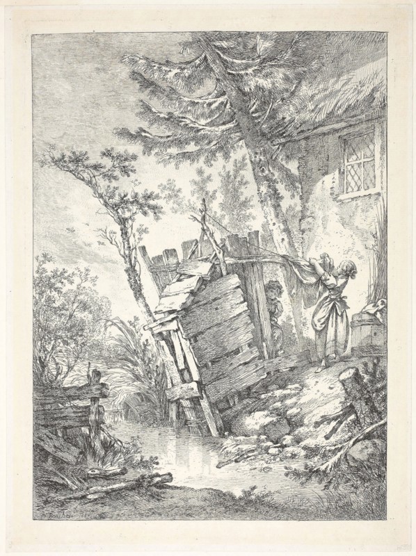 The Laundress, 1756, François Boucher, French, 1703-1770, France, Etching, with traces of engraving, in black on ivory laid paper, 315 × 225 mm (plate), 333 × 247 mm (sheet)
