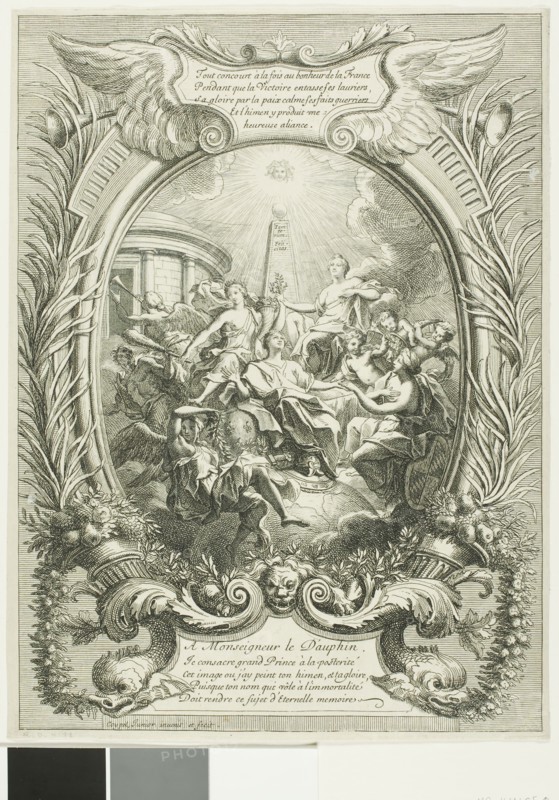 Allegory of the Glory of the Dauphin, 1680, Antoine Coypel, French, 1661-1722, France, Etching on cream laid paper, 296 × 219 mm