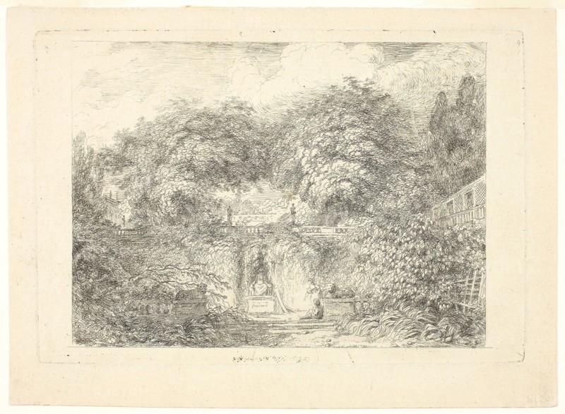 The Little Park, c. 1763, Jean-Honoré Fragonard, French, 1732-1806, France, Etching in black on cream laid paper, 112 × 165 mm (plate), 135 × 186 mm (sheet)