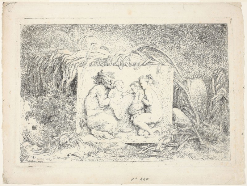 Satyrs Dancing, from Bacchanales, or Satyrs’ Games, 1763, Jean Honoré Fragonard, French, 1732-1806, France, Etching on ivory laid paper, 137 × 203 mm (image), 146 × 212 mm (plate), 172 × 233 mm (sheet)
