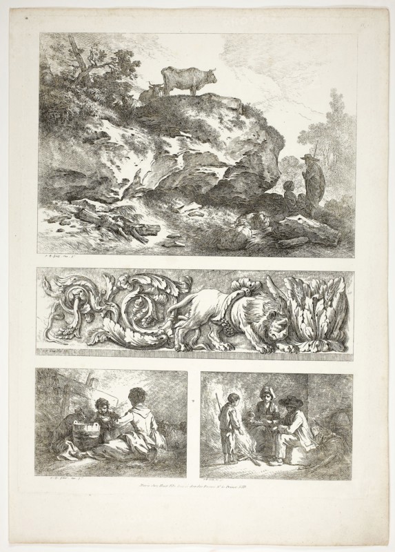 Plate Nine of 38 from Oeuvres de J. B. Huet, 1796–99, Jean Baptiste Huet, French, 1745-1811, France, Etching on paper, 480 × 350 mm