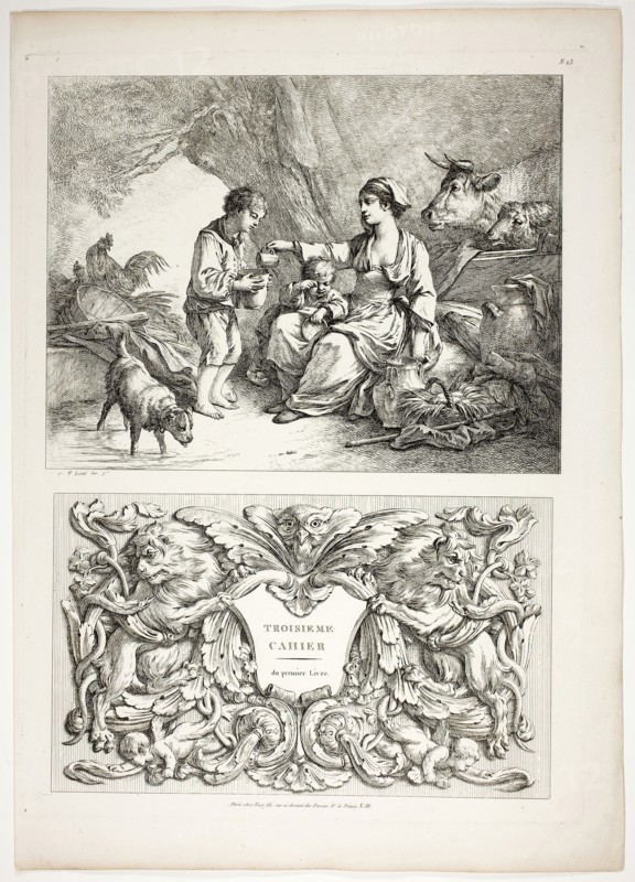 Plate Thirteen of 38 from Oeuvres de J. B. Huet, 1796–99, Jean Baptiste Huet, French, 1745-1811, France, Etching on paper, 480 × 350 mm