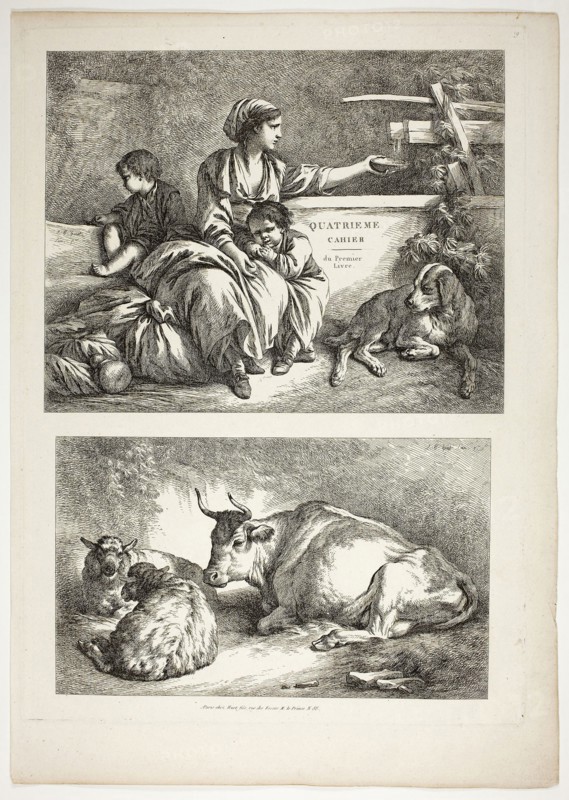 Plate Nineteen of 38 from Oeuvres de J. B. Huet, 1796–99, Jean Baptiste Huet, French, 1745-1811, France, Etching on paper, 480 × 350 mm