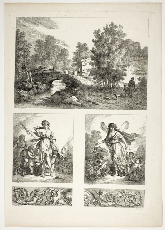 Plate 22 of 38 from Oeuvres de J. B. Huet, 1796–99, Jean Baptiste Huet, French, 1745-1811, France, Etching on paper, 480 × 350 mm