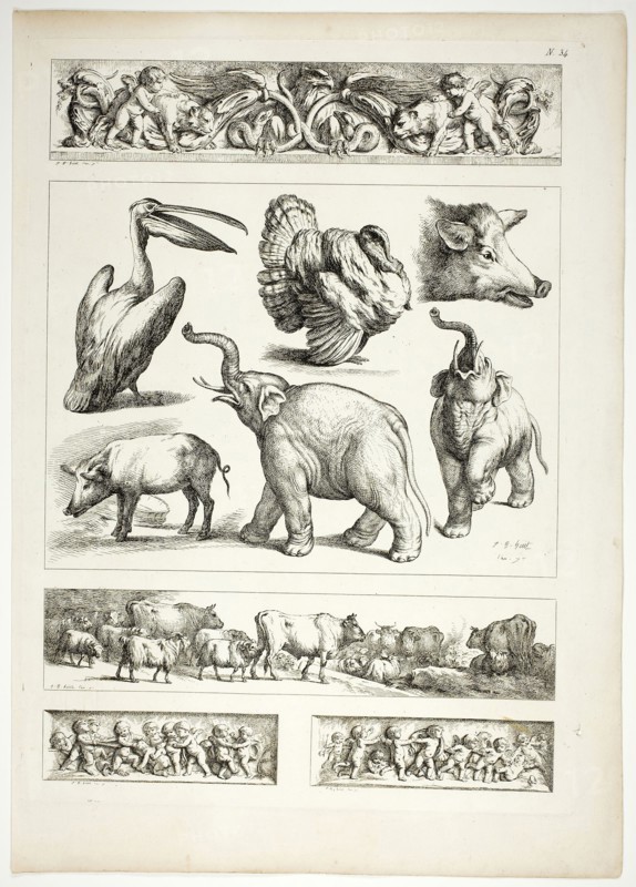 Plate 34 of 38 from Oeuvres de J. B. Huet, 1796–99, Jean Baptiste Huet, French, 1745-1811, France, Etching on paper, 480 × 350 mm