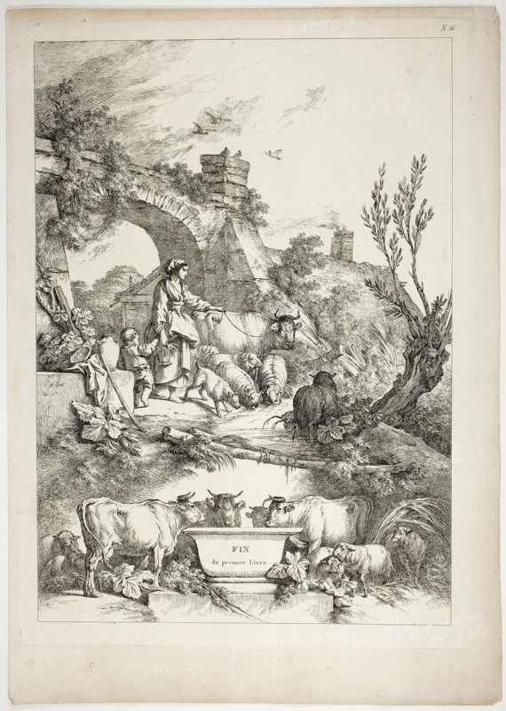 Plate 36 of 38 from Oeuvres de J. B. Huet, 1796–99, Jean Baptiste Huet, French, 1745-1811, France, Etching on paper, 480 × 350 mm