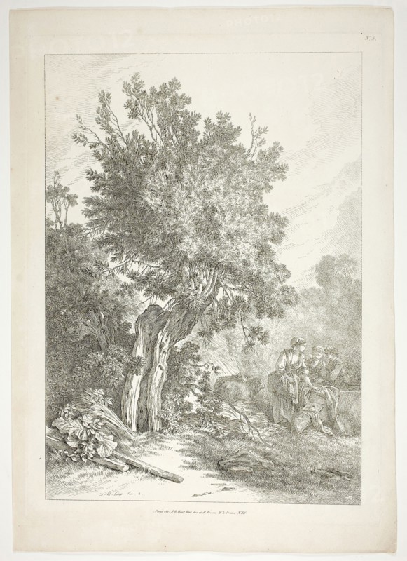 Plate Five of 38 from Oeuvres de J. B. Huet, 1796–99, Jean Baptiste Huet, French, 1745-1811, France, Etching on paper, 480 × 350 mm