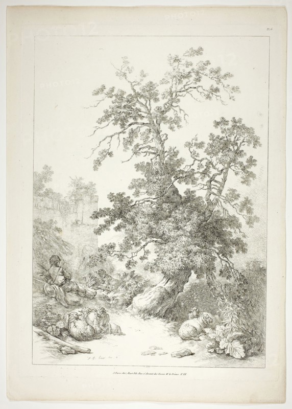 Plate Six of 38 from Oeuvres de J. B. Huet, 1796–99, Jean Baptiste Huet, French, 1745-1811, France, Etching on paper, 480 × 350 mm