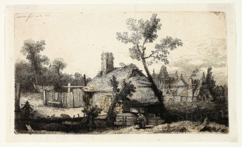 The Village, 1778, Jean-Pierre Norblin de la Gourdaine, French, 1745-1830, France, Etching and drypoint in brown-black on cream Japanese paper, 65 × 113 mm (plate), 95 × 108 mm (sheet)