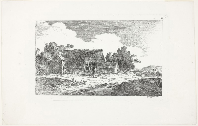 Landscape, from Deuxieme Cahier de Paysage, 1772, Nicolas Pérignon, French, 1726-1782, France, Etching on off-white laid paper, 111 × 178 mm (plate), 160 × 250 mm (sheet)