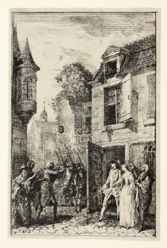 One Never Thinks About It At All, 1761, Gabriel Jacques de Saint-Aubin, French, 1724-1780, France, Etching on ivory laid paper, 124 × 82 mm