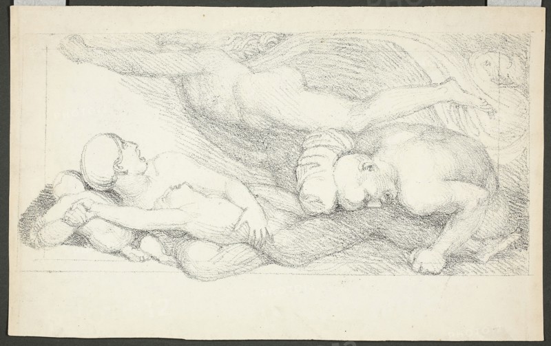 Figures, c. 1817, John Flaxman, English, 1755-1826, England, Lithograph on ivory wove paper, 285 × 178 mm