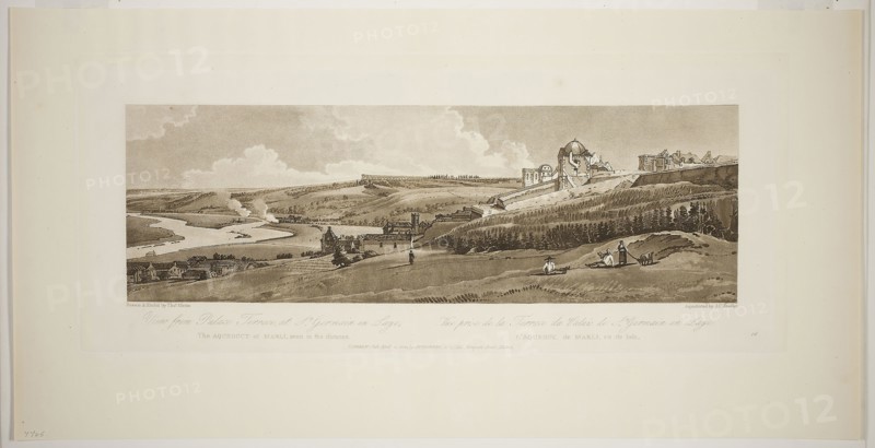 View from Palace Terrace at Saint Germain on Laye, from Twenty Views in Paris and its Environs, published 1802, Thomas Girtin (English, 1775-1802), aquatint by Joseph Constantine Stadler (German, active 1780 and 1812), England, Etching and aquatint in brownish black on cream wove paper, 149 × 463 mm (image), 226 × 538 mm (plate), 329 × 643 mm (sheet)