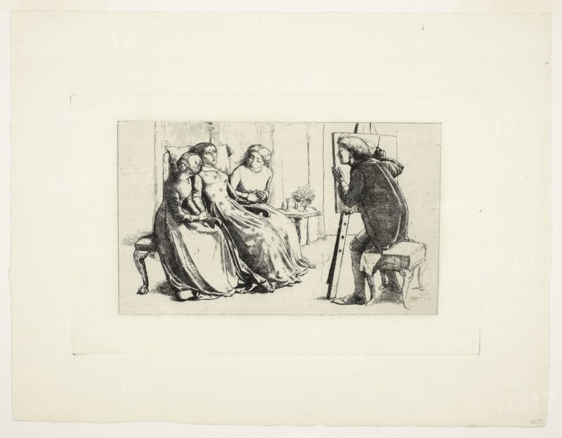 Saint Agnes of Intercession, 1850, Sir John Everett Millais, English, 1829-1896, England, Etching on cream laid paper, 144 × 226 mm (plate), 229 × 298 mm (sheet)