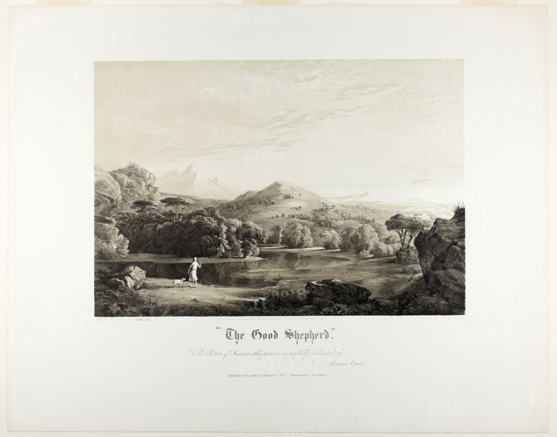 The Good Shepherd, 1849, Thomas Cole, American, 1801-1848, United States, Lithograph on white wove plate paper, 290 x 420 mm (image), 483 x 610 mm (sheet)