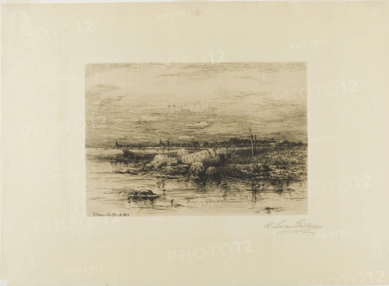 The Mouth of the Apponagansett, 1883, Robert Swain Gifford, American, 1840-1905, United States, Etching on cream China paper, 196 x 283 mm (image), 201 x 288 mm (plate), 364 x 496 mm (sheet)