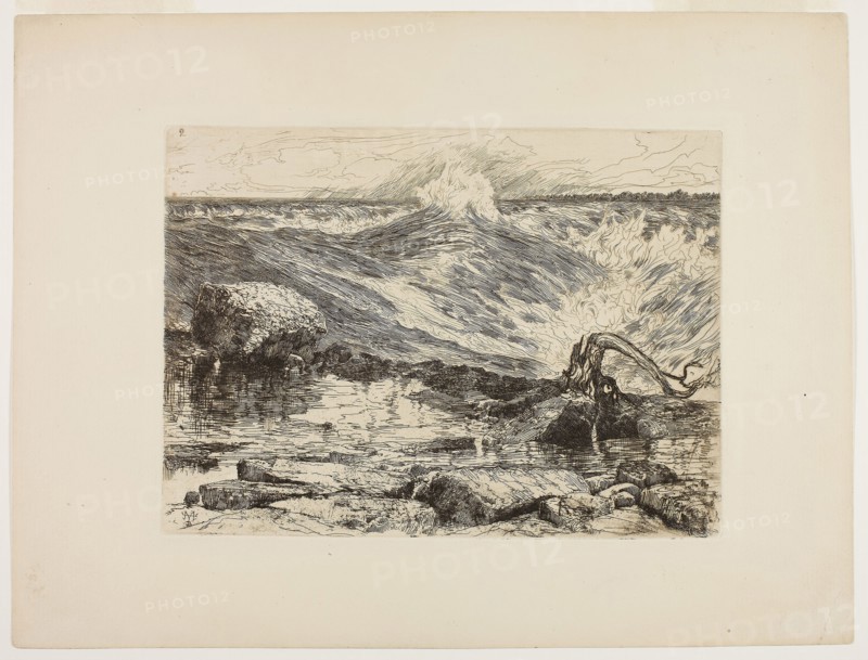 The Rapids Above Niagara, 1886, Thomas Moran, American, born England, 1837-1926, United States, Etching in brown on cream laid paper, 150 x 204 mm (image/plate), 232 x 310 mm (sheet)