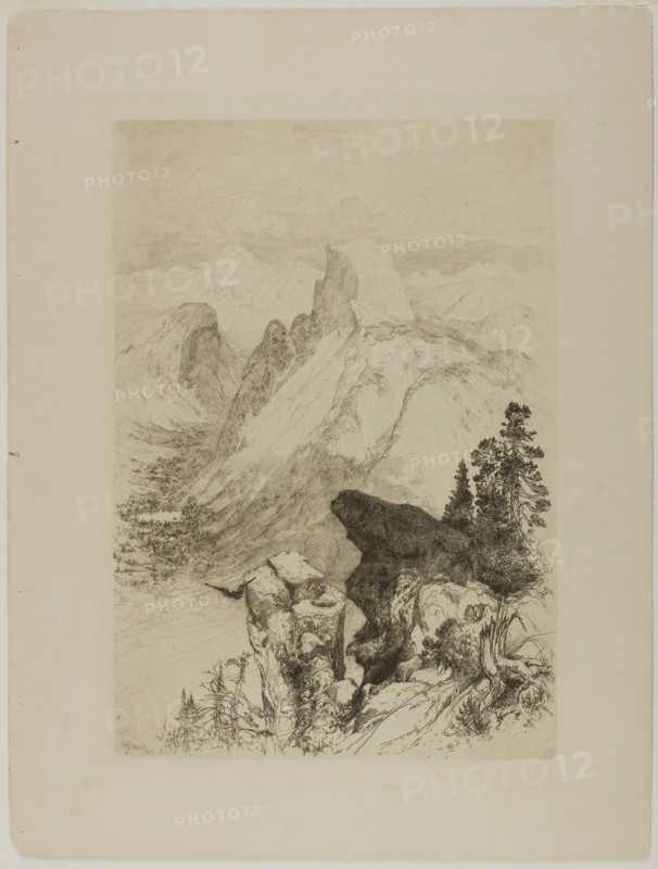 Half-Dome, View from Moran Point, 1887, Thomas Moran, American, born England, 1837-1926, United States, Etching on cream wove paper, 298 x 207 mm (image), 325 x 230 mm (plate), 397 x 302 mm (sheet)