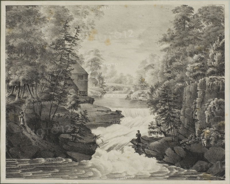 Landscape with Waterfall, n.d., Pendleton’s Lithography, American, active 19th century, United States, Lithograph on cream wove paper, laid down, 218 x 274 mm (image), 227 x 285 mm (sheet)