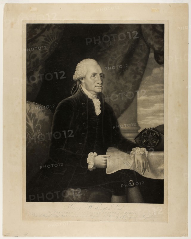 George Washington, 1793, Edward Savage, American, 1761–1817, United States, Mezzotint with engraving in black on cream wove paper, laid down on cream wove paper (chine collé), 517 x 377 mm (plate/chine), 593 x 477 mm (sheet)