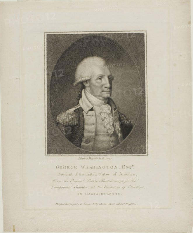George Washington, c. 1792, Edward Savage, American, 1761–1817, United States, Engraving on ivory wove paper, 203 x 166 mm (plate), 253 x 208 mm (sheet)