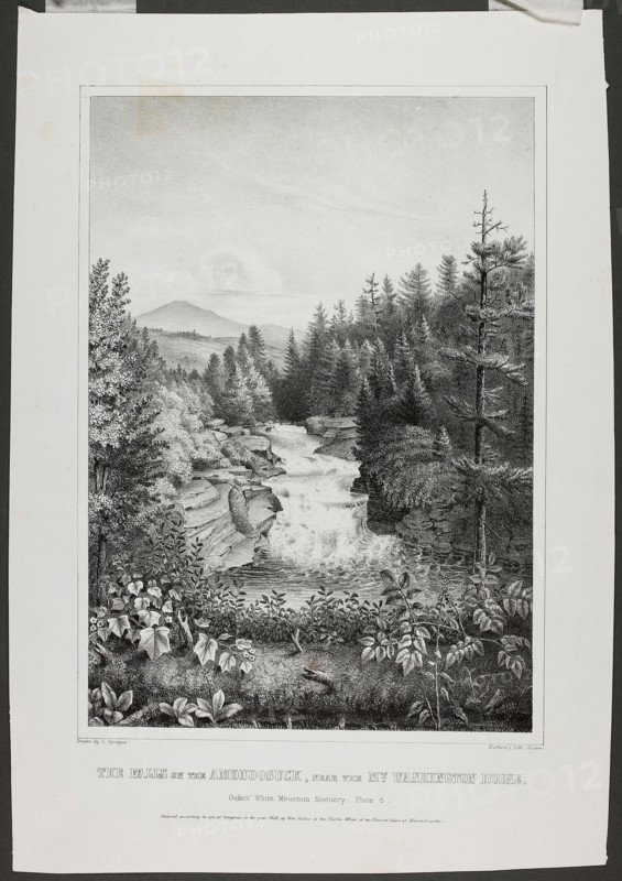 The Falls on the Amonoosuck, near the Mt. Washington House (Oakes’ White Mountain Scenery), 1848, I. Sprague (American, 19th century), published by Bufford’s Lithography, United States, Lithograph on white wove paper, 269 x 189 mm (image), 365 x 255 mm (sheet)