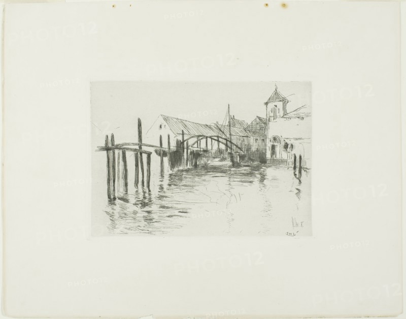 Dock at Newport, 1893, John Henry Twachtman, American, 1853-1902, United States, Etching on ivory laid paper, 121 x 170 mm (image), 127 x 175 mm (plate), 291 x 305 mm (sheet)