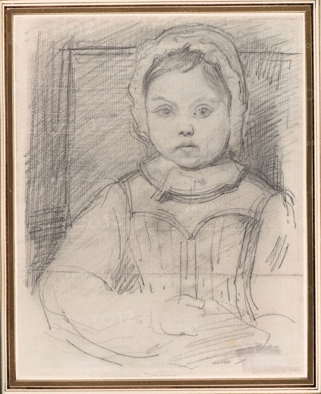 Portrait of Louis Robert, 3 years old, 1843/44, Attributed to Jean-Baptiste-Camille Corot, French, 1796-1875, France, Graphite, with stumping, on ivory laid paper, edge mounted to cream wove card, 194 × 153 mm