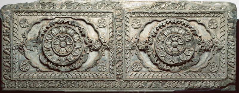 Architectural relief panel with floral design, Mughal period, 18th century, India, India, Slate, 52.2 x 133.8 x 3.3 cm (20 9/16 x 52 11/16 x 1 1/4 in.)