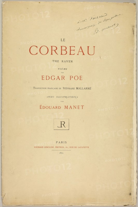 Title Page and Text, from The Raven (Le Corbeau), 1875, Édouard Manet (French, 1832-1883), written by Edgar Allan Poe (American, 1809-1849), translated and produced by Stéphane Mallarmé (French, 1842-1898), printed by Lefman et Cie. (French, 19th century), text printed by Alcan-Lévy (French, 19th century), published by Richard Lesclide (French, 1825-1892), France, Unbound book, three folded sheets, with letterpress in red and black on cream laid paper, 547 × 363 × 5 mm (book, folded), 547 × 705 (book, unfolded), The Paradise Lost of Milton, Vol. I, 1825–27, John Martin (English, 1789-1854), written by John Milton (English, 1608-1674), published by Septimus Prowett (English, 19th century), printed by Thomas White (English, 19th century), England, Book with fifteen mezzotints in black on ivory laid paper, 378 × 283 × 40 mm