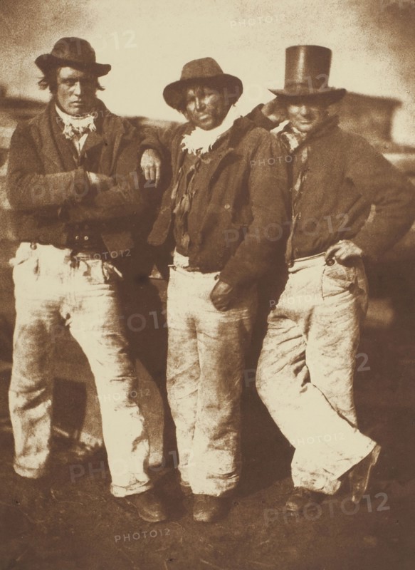 Alexander Rutherford, William Ramsay, and John Liston, Newhaven, 1843/47, printed c. 1916, David Octavius Hill (Scottish, 1802–1870) and, Robert Adamson (Scottish, 1821–1848), Scottish, Carbon print, 19.4 x 14.2 cm (image/paper), 38.4 x 26.6 cm (mount)