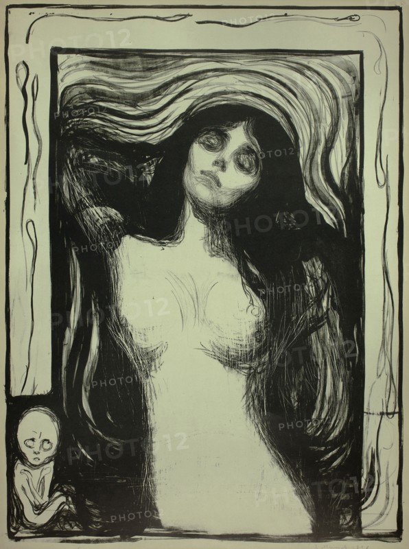 Madonna, 1895, Edvard Munch, Norwegian, 1863-1944, Norway, Lithograph in black on green wove paper, 596 x 442 mm (image), 616 x 460 mm (sheet, sight)