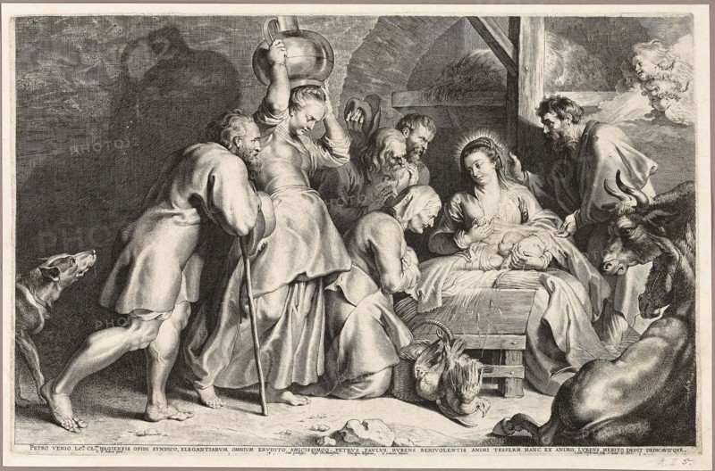 Adoration of the Shepherds, 1620, Lucas Vorsterman (Flemish, 1595-1675), after Peter Paul Rubens (Flemish, 1577–1640), Flanders, Engraving in black on ivory laid paper, 278 × 438 mm (image), 285 × 443 mm (plate), 299 × mm 456 (sheet)