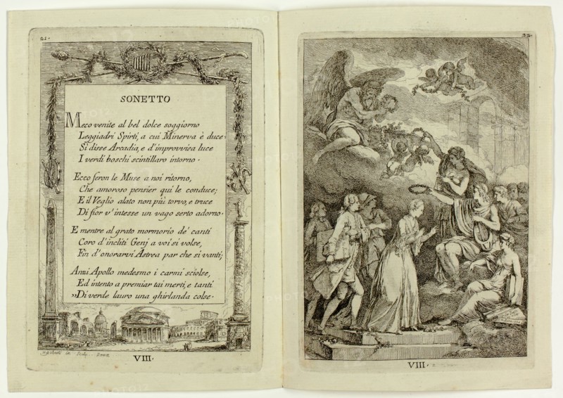 Plate 8, from Nella Venuta, 1764, Franz Edmund Weirotter (Austrian, 1730–1771), after Etienne de Lavallée-Poussin (French, 1735–1802), France, Two etchings in black on ivory laid paper, folded, 140 × 97 mm (left plate), 138 × 98 mm (right plate), 154 × 225 mm (sheet, unfolded)
