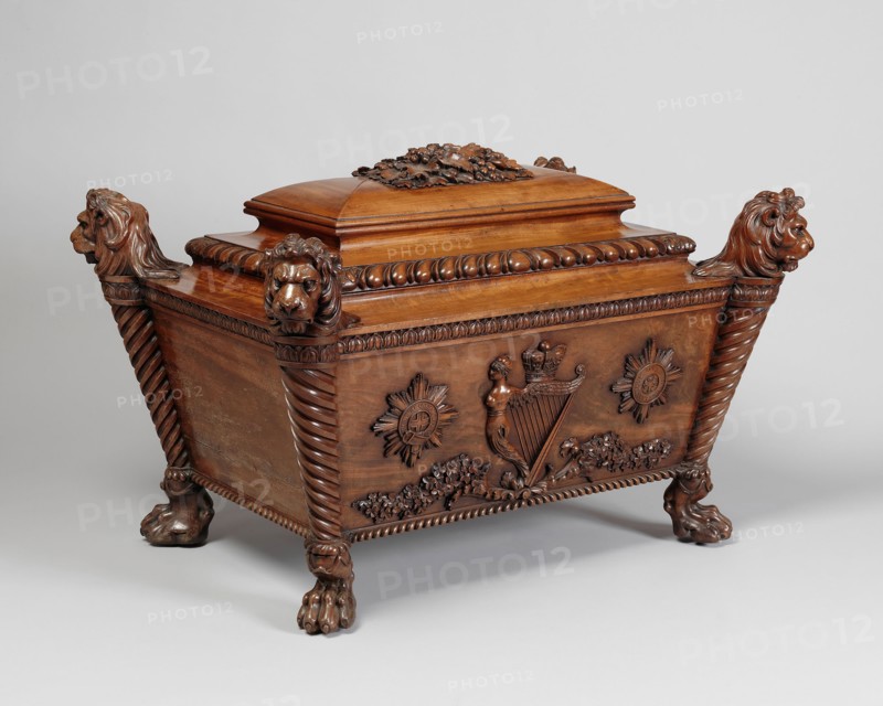 Wine Cooler, c. 1821, Mack, Williams, and Gibton, Irish, 1811-1829, after a design by Francis Johnston, Irish, 1760-1829, Dublin, Ireland, Ireland, Mahogany, lead lining and brass hardware, 106.7 × 64.8 × 76.2 cm (42 × 25 1/2 × 30 in.)