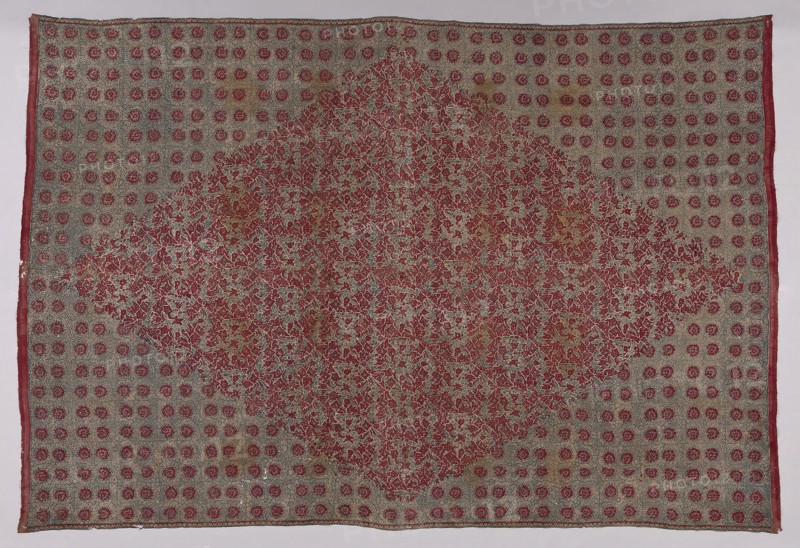 Ceremonial Cloth, 17th century, India, Coromandel Coast, Found in South Sumatra, India, Cotton, plain weave, block printed and resist-dyed, 334.6 x 230.5 cm (131 3/4 x 90 3/4 in.)