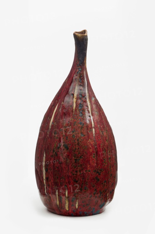 Gourd Vase, 1893–1900, Pierre Adrien Dalpayrat, French, 1844-1910, Bourg-la-Reine, France, Bourg-la-Reine, Glazed stoneware, 36.8 × 10.8 cm (14 1/2 × 4 1/2 in.) (at base)
