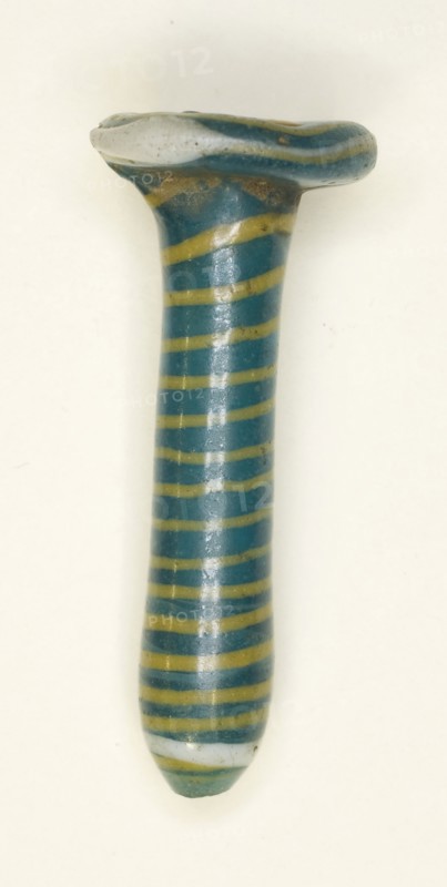 Ear Stud or Bead, New Kingdom, Dynasties 18–19 (about 1350–1186 BC), Egyptian, Egypt, Glass, rod-formed, H. 3.2 cm (1 1/4 in.), diam. 1.3 cm (1/2 in.)