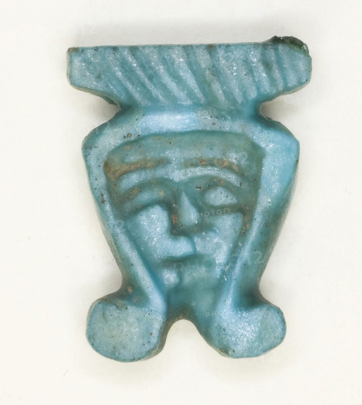 Amulet of the Goddess Hathor, New Kingdom–Late Period (about 1550–332 BC), Egyptian, Egypt, Steatite, 1.3 × 1.0 × 0.3 cm (1/2 × 3/8 × 1/8 in.)