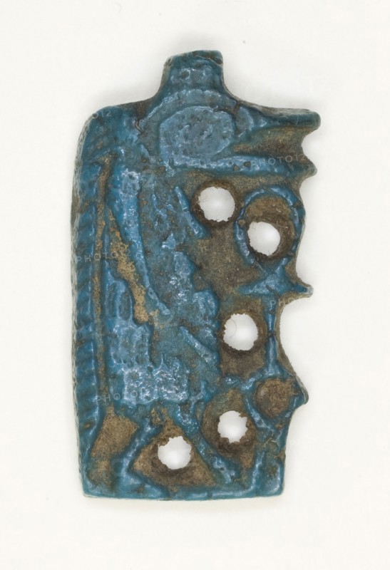 Amulet of the Goddess Tawaret (Thoeris) in Profile, New Kingdom, Dynasties 18–20 (about 1550–1069 BC), Egyptian, Egypt, Faience, 2.5 × 1.3 × 0.3 cm (1 × 1/2 × 1/8 in.)