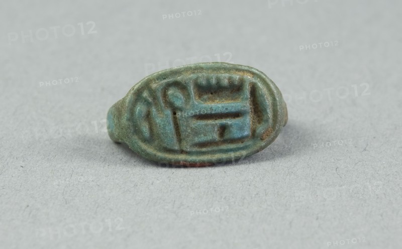 Ring: Amenhotep (III), Ruler of Thebes, New Kingdom, Dynasty 18, reign of Amunhotep III (about 1390–1352 BC), Egyptian, Egypt, Faience, H. 1.1 cm (7/16 in.), diam. 2.2 cm ( 7/8 in.)