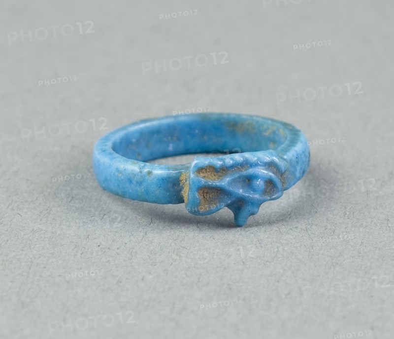 Ring: Udjat Eye, New Kingdom, late Dynasty 18 (about 1325 BC), Egyptian, Egypt, Faience, W. 0.6 cm (1/4 in.), diam. 1.9 cm (3/4 in.)