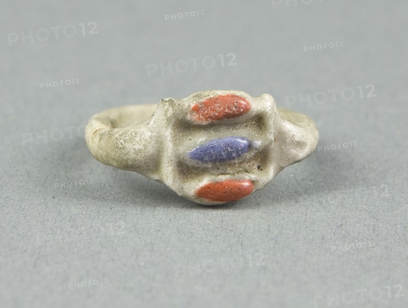 Ring with Inlaid Openwork Bezel, New Kingdom, Dynasty 18 (about 1350 BC), Egyptian, Egypt, Faience, W. 1.3 cm (1/2 in.), diam. 2.2 cm (7/8 in.)