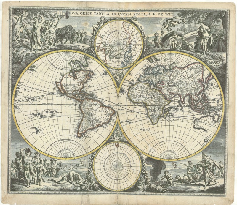 Map, Nova orbis tabvla in lvcem edita A. F. de Wit, Frederick de Wit (1630-1706), Copperplate print