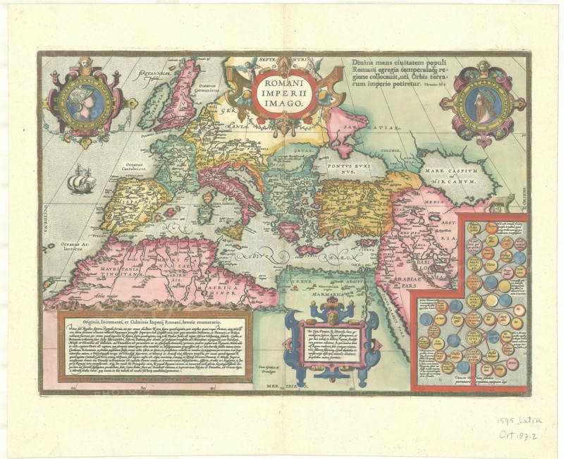 Map, Romani Imperii imago, Abraham Ortelius (1527-1598), Copperplate print