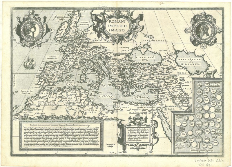 Map, Romani Imperii imago, Abraham Ortelius (1527-1598), Copperplate print