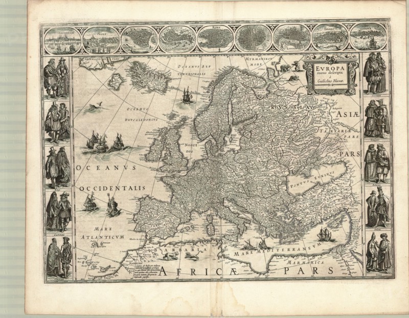 Map, Evropa recens descripta à Guilielmo Blaeuw, Willem Jansz Blaeu (1571-1638), Copperplate print